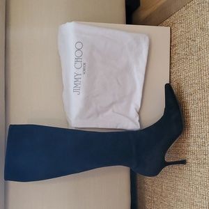 Jimmy Choo Iris Knee-High Boots Black Sude Size 6